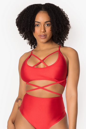Red Criss Cross Crop Top
